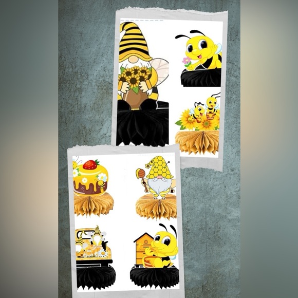 7 pc Honeycomb Party Decorations for Table Centerpieces for Bee themed Party - Picture 1 of 15